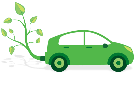 icono coche verde con rama de arbol